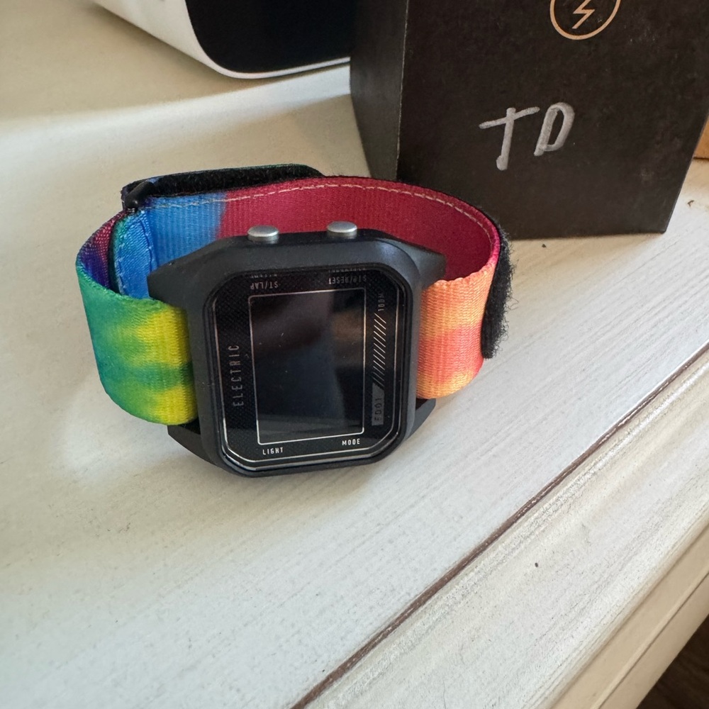 Electric ED01 Surf Watch with Black Face and Tie-dye Strap